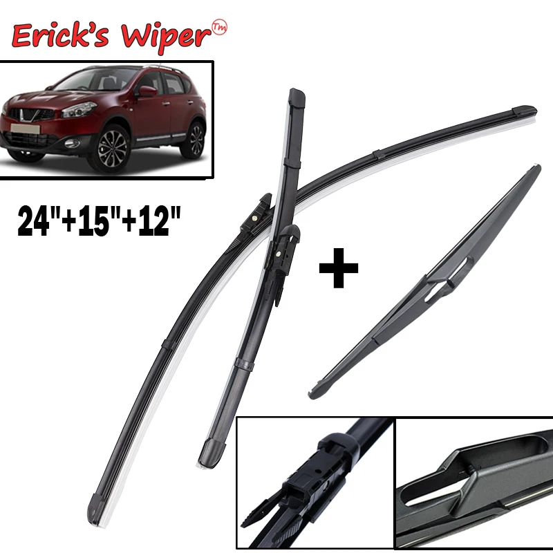 Erick's Wiper Front & Rear Wiper Blades Set For Nissan Qashqai J10 2006 - 2013 Windshield Windscreen Window Brushes 24