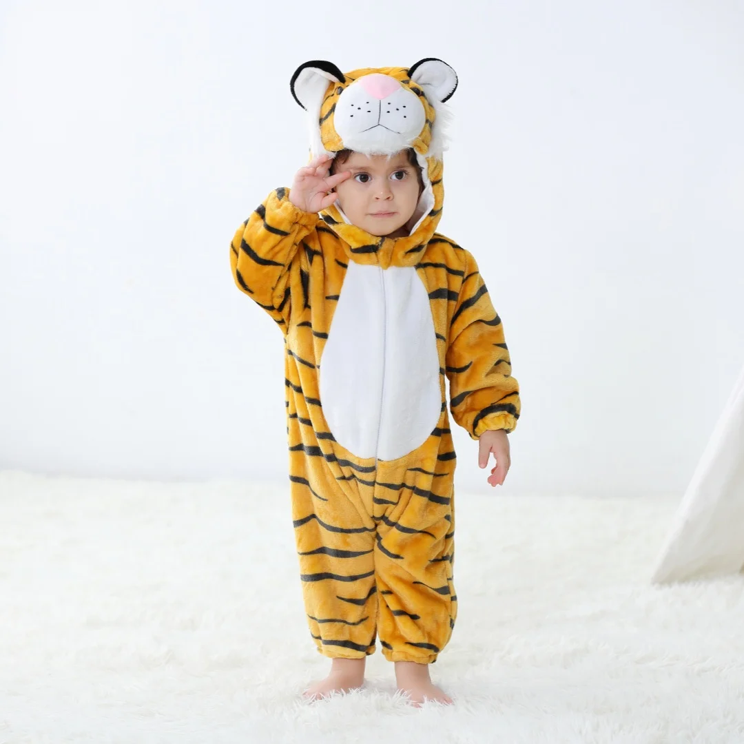 Newborn Baby Tiger Animal Cartoon Romper Clothes Girls Pajamas Long Sleeve Hooded Onesies Infant Boys Costumes For Halloween