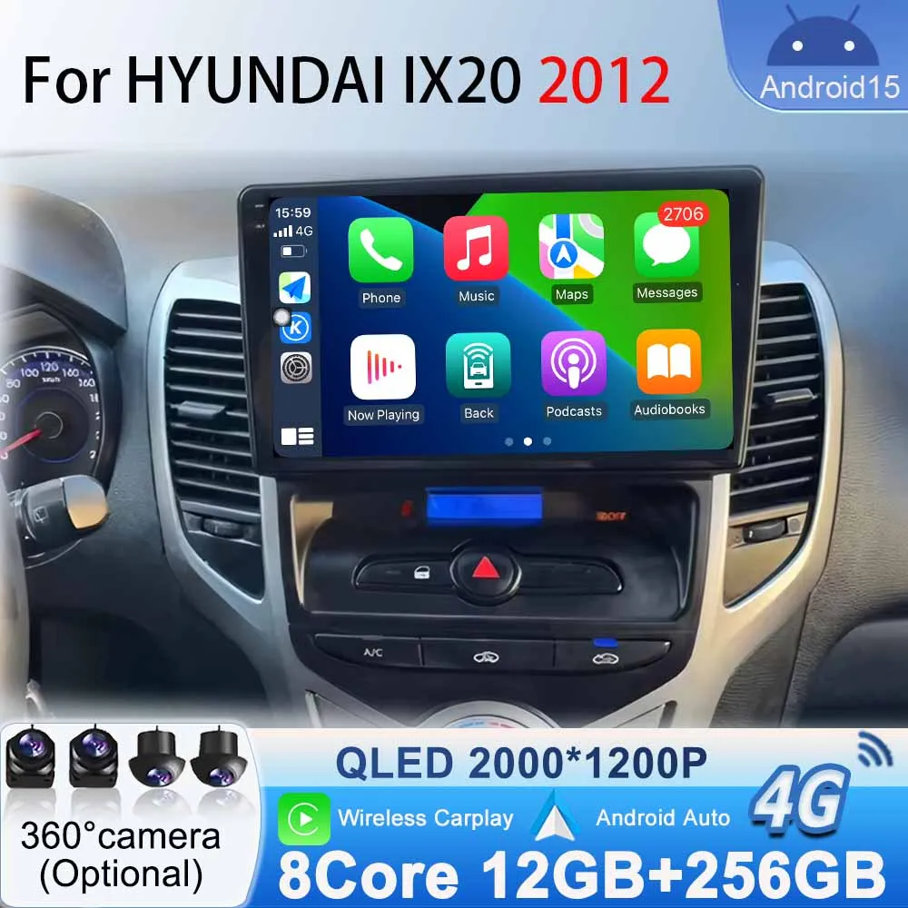 

Bluetooth WIFI for HYUNDAI IX20 2012 Car Radio Multimedia Player Navigation GPS Android 15 Android Auto Wireless CarPlay No 2din