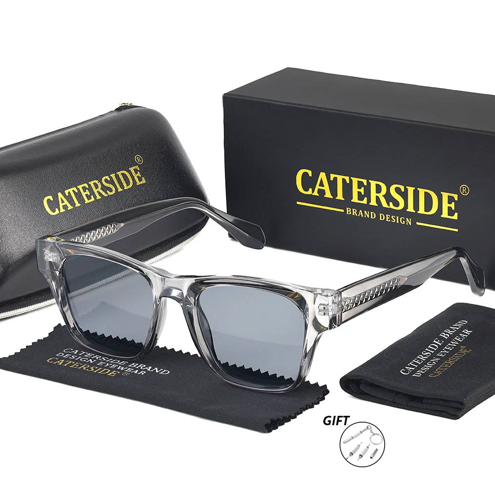 CATERSIDE Herren-Sonnenbrille mit Sehstärke, maßgeschneiderte optische Sonnenbrille mit quadratischen Gläsern für Damen, Myopie-Brille für das Fahren im Freien – Detail 7
