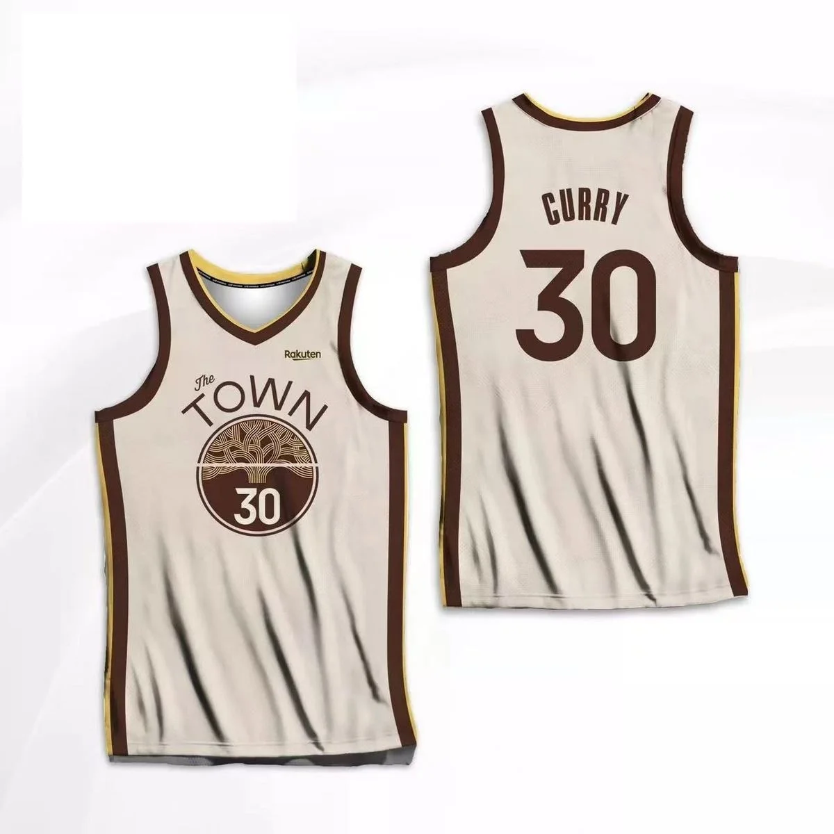 Heißer Verkauf # 30 The Town Vintage Jersey Ärmelloses Basketball-Sport-Tanktop Braun mit Baum-Logo Atmungsaktive Fan-Uniform Familienoutfit – Detail 6