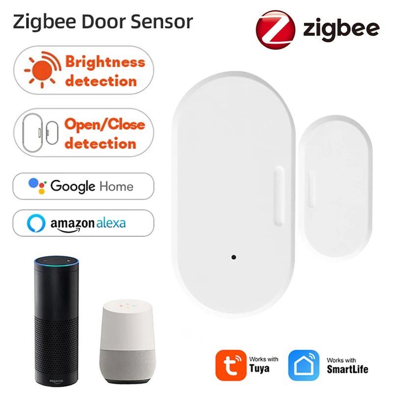 Tuya Zigbee 3.0 스마트 도어 및 창 센서 열기 닫기 알람 내장 밝기/lumin감지기 Alexa Google 홈과 함께 작동