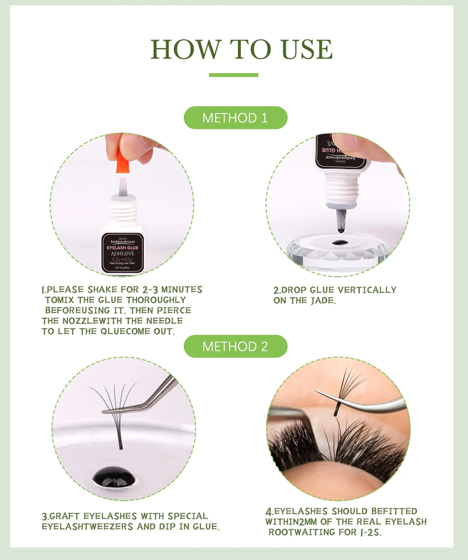 0,3S individueller Kleber für Wimpernverlängerungen, Schwarz/Klar, schnell trocknend, starker Kleber, langlebige Farbe, Wimpernverlängerungskleber, Make-up – Detail 7