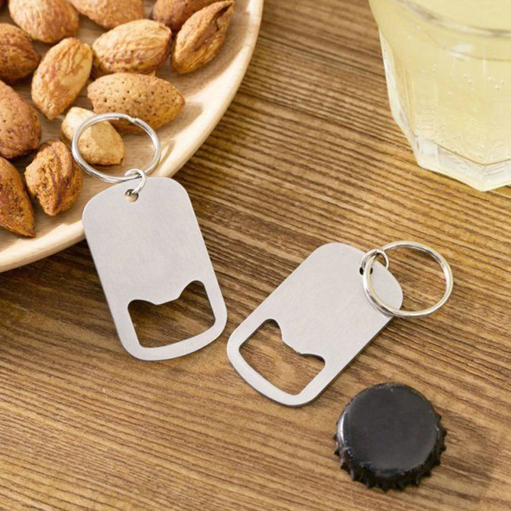 2pcs Party Stainless Steel Convenient Bottle Opener Keychain For Men Practical