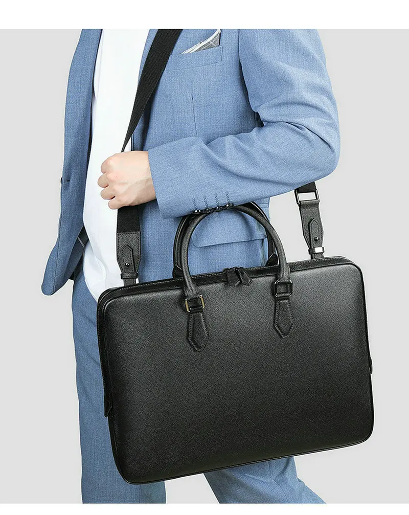 

Men's Genuine Leather Handbag Design Cross-Shaped Large-Capacity Computer Bag Business Simple Leather Men's High-Grade Briefcase