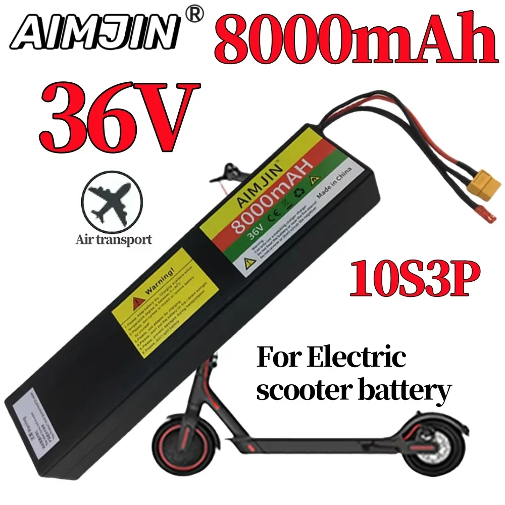 10S3P 36V 8000mAh Electric Scooter Lithium Battery Pack, 500W Battery with JST+XT60 Connector Suitable For Electric Scooter Batt