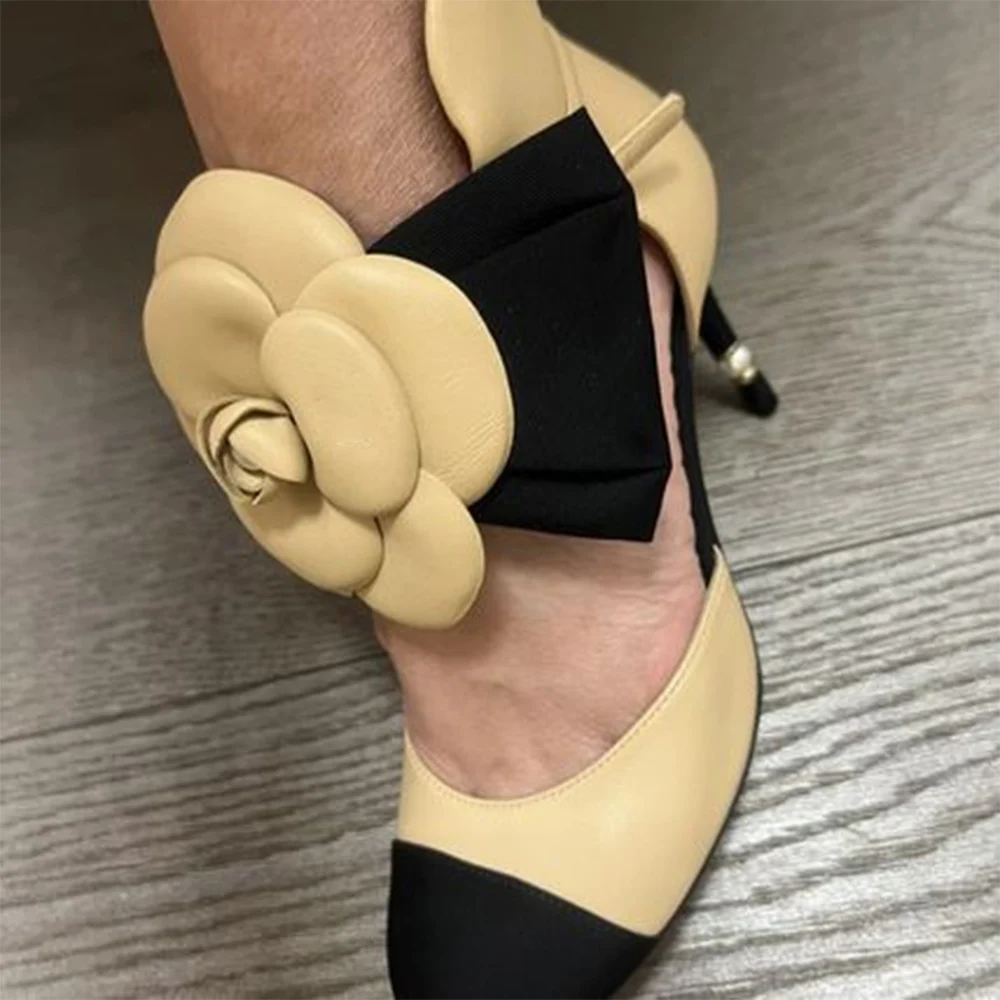 Okrągłe palce Perły Ozdobne Sandały na obcasie Kamelia Kwiat Paski Szpilki Moda Kobiety Mieszane kolory Mary Janes Bow Design Summer Sho