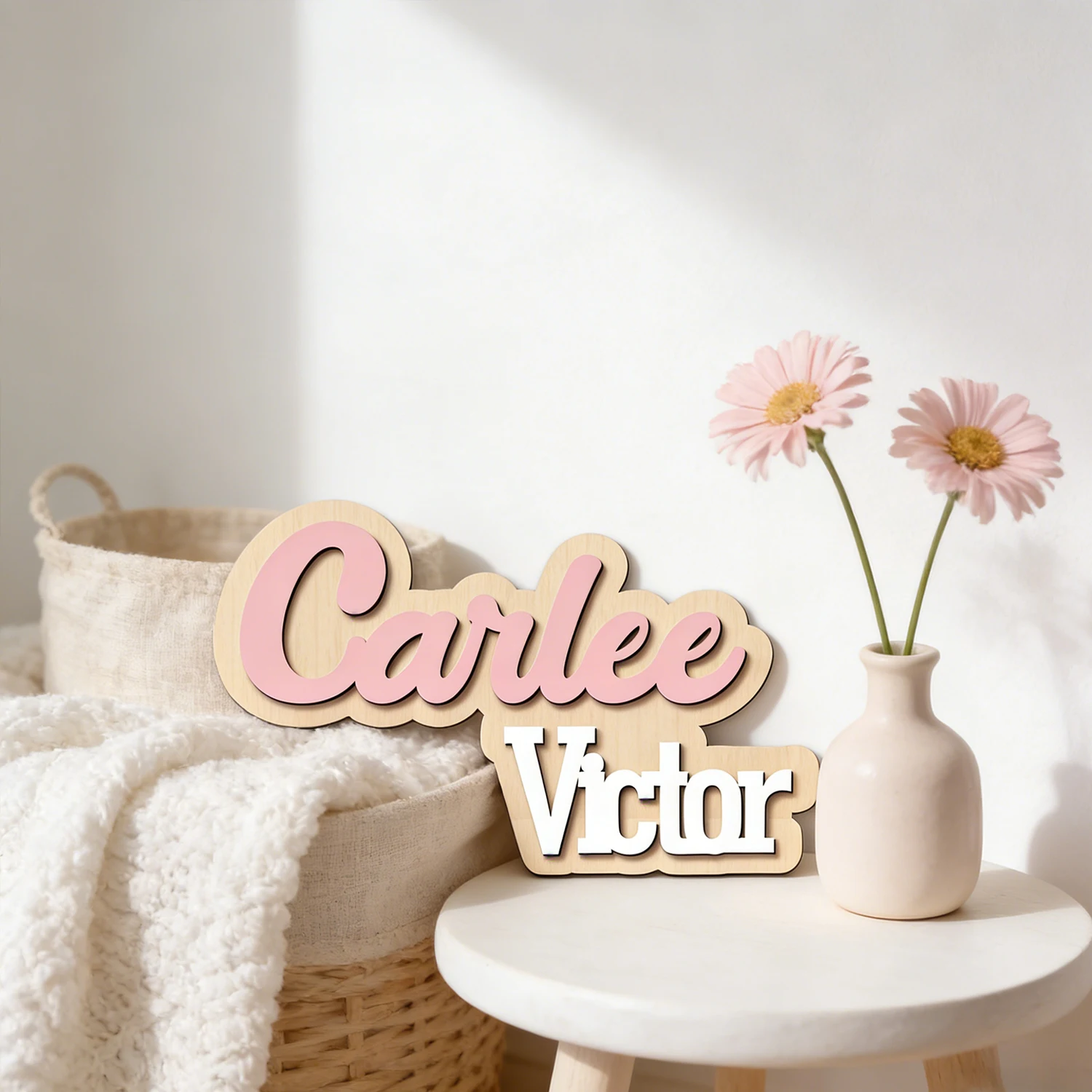1pc Wooden Multi-color Double-layer Surname Brand, Double-layer Customized Name Label, Perfect Gift for Friends and Family