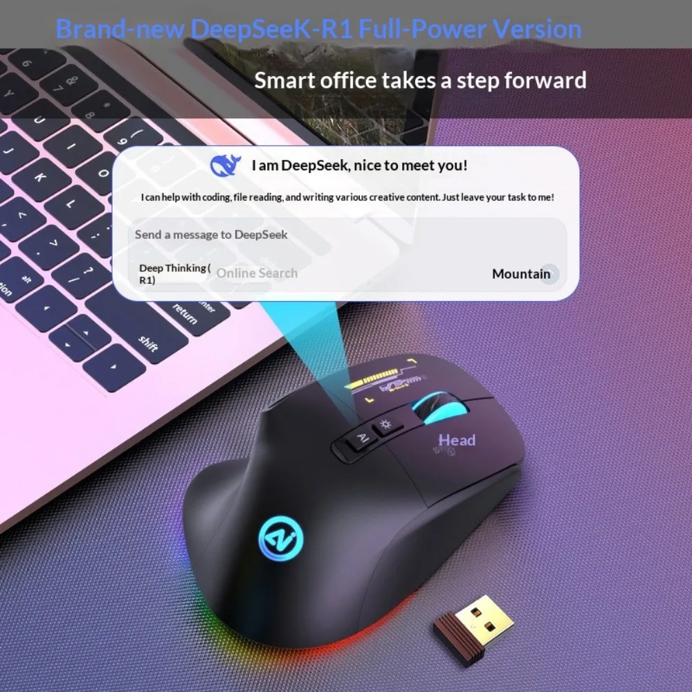 Rechargeable Wireless Mouse Bluetooth 2.4G Dual Mode Silent RGB Ergonomic for PC Laptop Office Home Gaming Daily Working Use