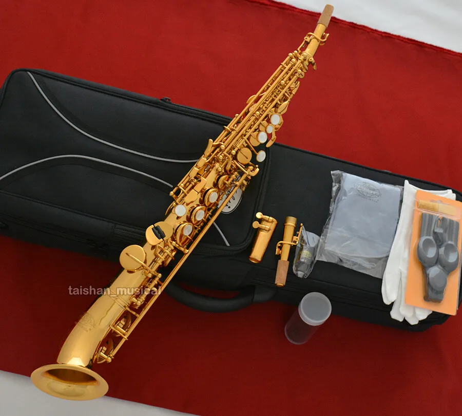 노란색 황동 소프라노 색소폰 골드 파이프 색소폰 색소폰 곡선 벨 WSS-651