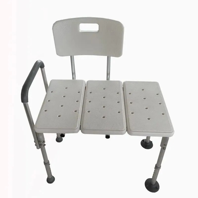 Heavy Duty Shower Chair with Armrests and Backrest Padded Bath Seat Portable Transfer Bench with Height Adjustment