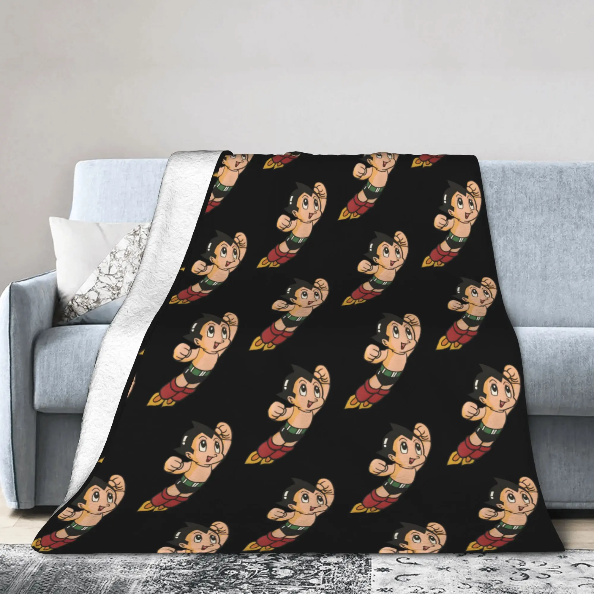 Vintage Astroboy Anime Robot Blanket Cartoon Astro Boy Space Plush Awesome Soft Throw Blanket for Home Spring/Autumn
