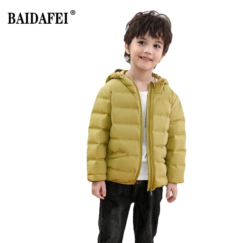 3-8 Years Boys Girls Puffer Jacket 2022 New Arrivals 90% White Duck Down Ultra Lightweight Fashion Hooded Kids Winter Clothes