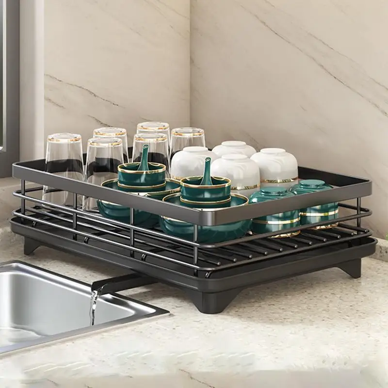 Kitchen Organizer Dish Drying Rack Bowls Knife Fork Pot Lid Utensils Storage Rack Kitchen Counter Tableware Drainboard