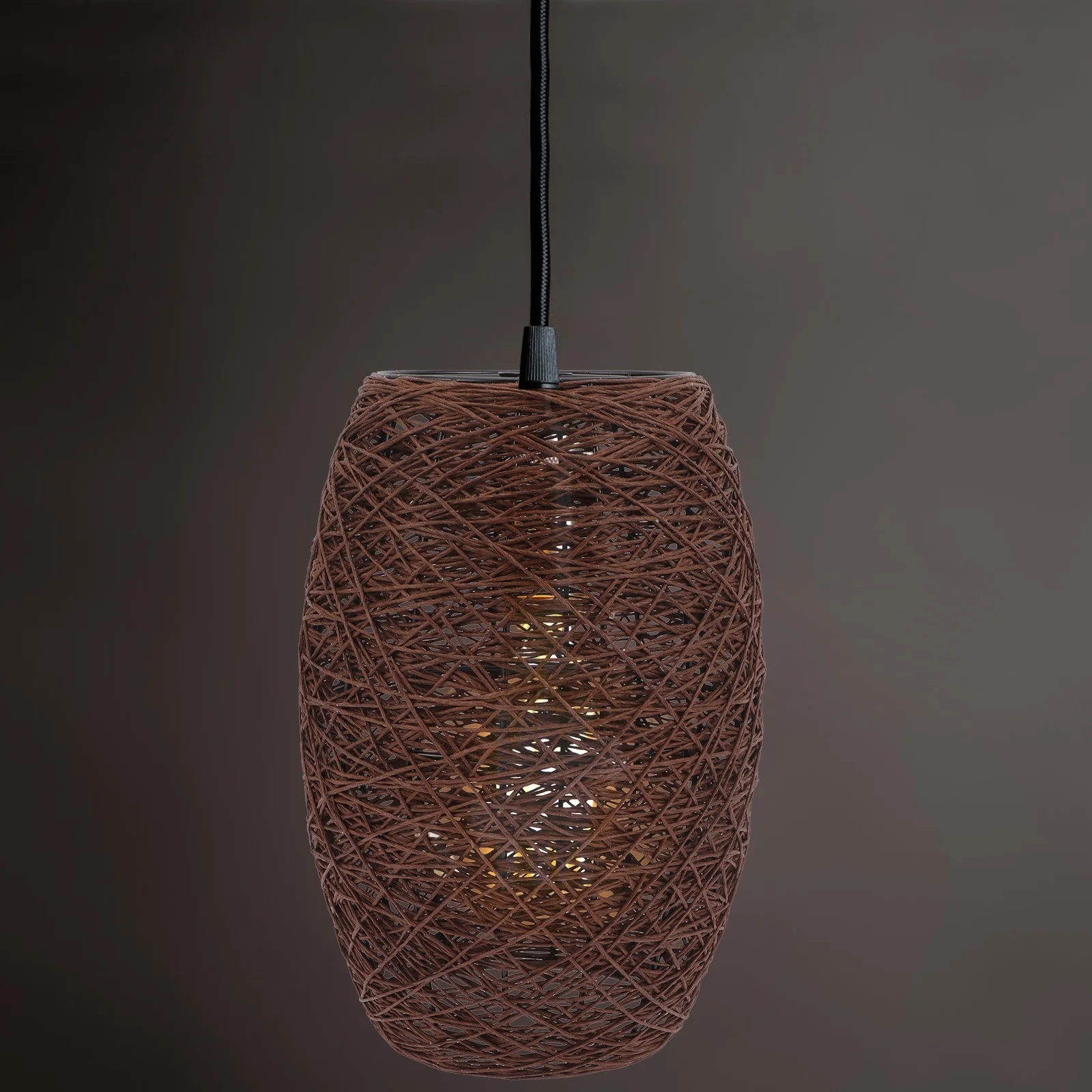 

Rattan Woven Hanging Light Cover Rattan Woven Lampshade Coffee Color Durable Metal Bedroom Study Rustic Ch