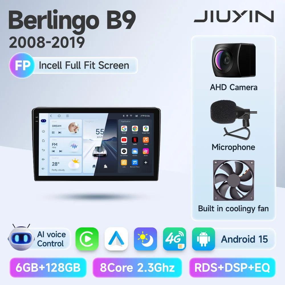 JIUYIN Voor Citroen Berlingo B9 Peugeot Partner 2008-2019 Auto Radio Multimedia Navigatie 2din Android Autoradio CarPlay Stereo