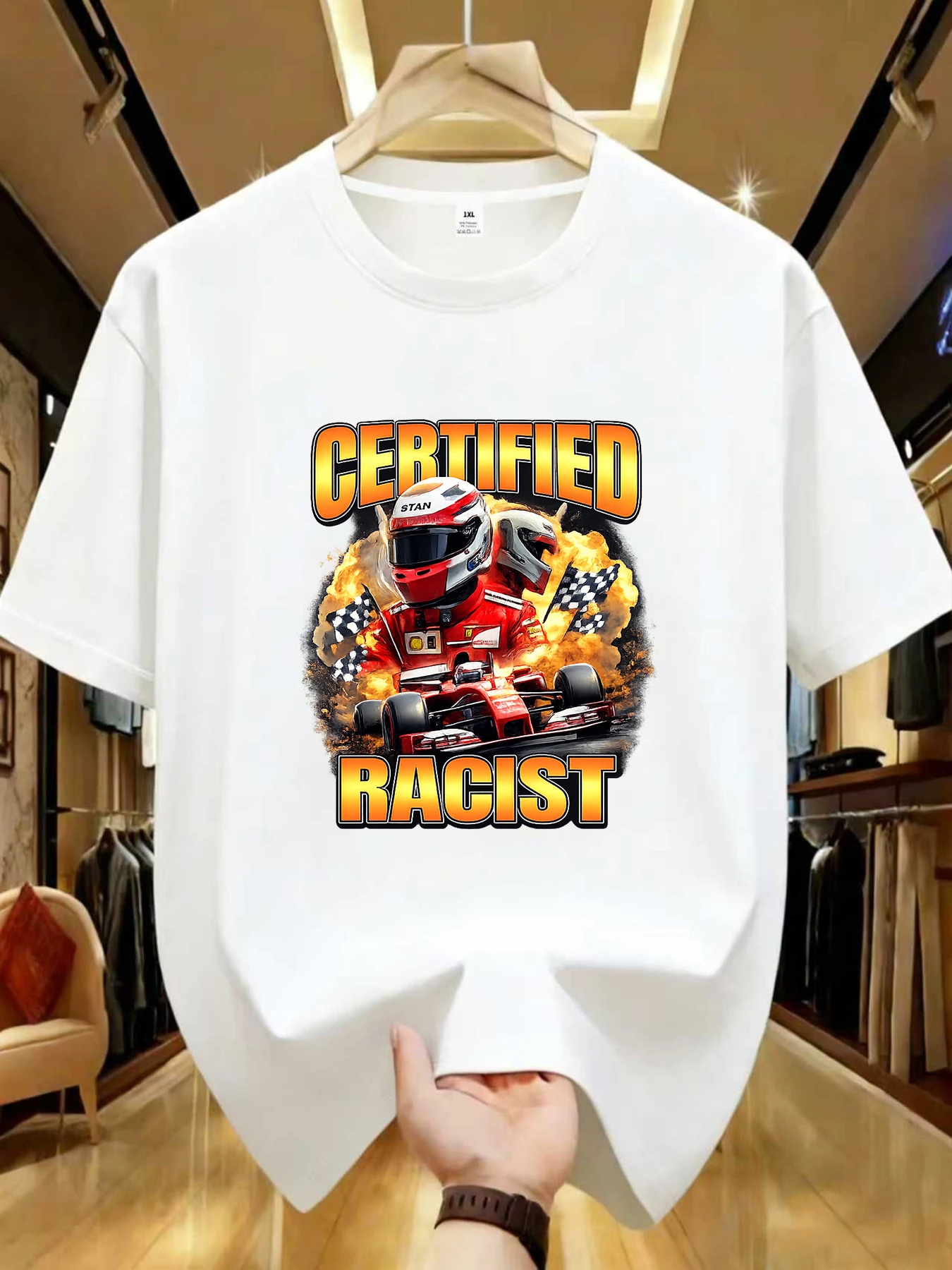 

【WZM1021272】Женская футболка больших размеров с английским принтом, круглым вырезом, летняя, повседневная, с короткими рукавами, в уличном стиле, универсальная.