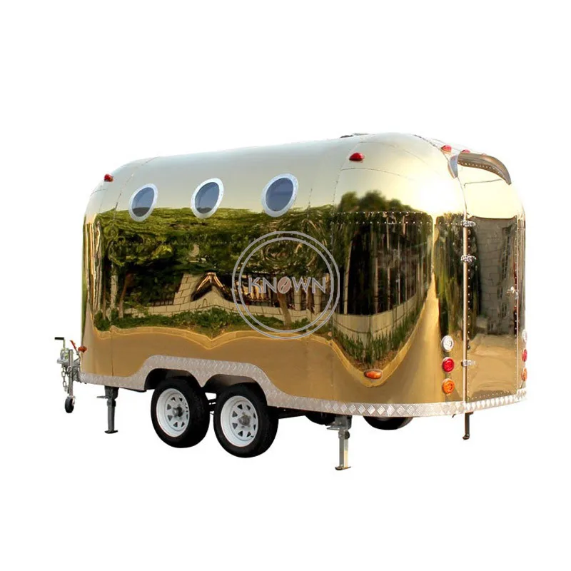 OEM KN-BT-400B สแตนเลสมือถือรถพ่วงอาหารรถเข็นพิซซ่ากาแฟเบียร์ kiosks ฮอตดอกไอศครีมรถตู้รถบรรทุกสนับสนุน towab