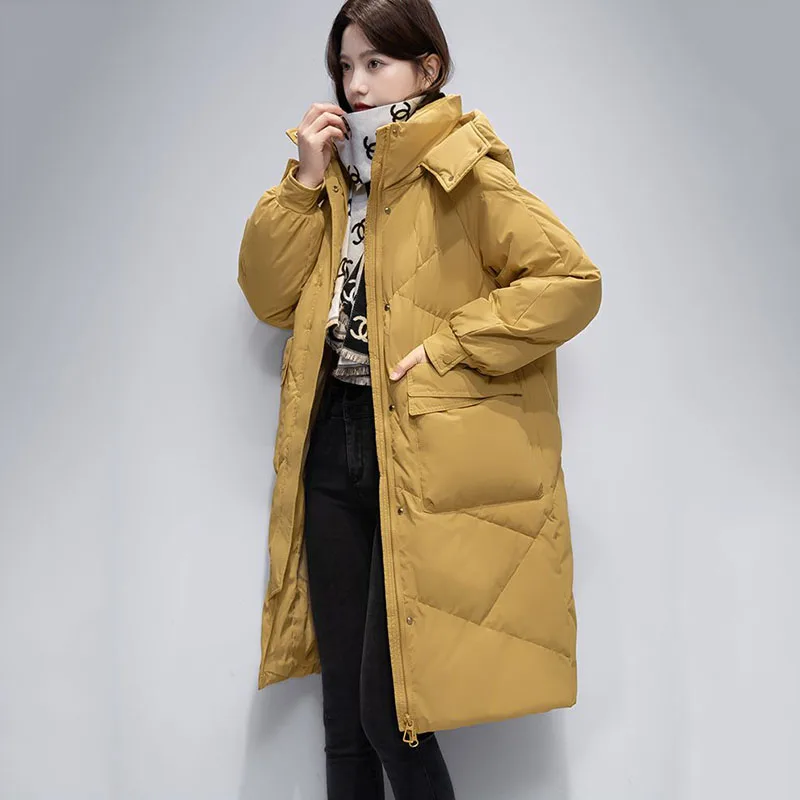 

New Womens Down Jacket Long Detachable Hooded Parker Overcoat Autumn Winter Warm Jackets Female Casual Snow White Duck Down Coat