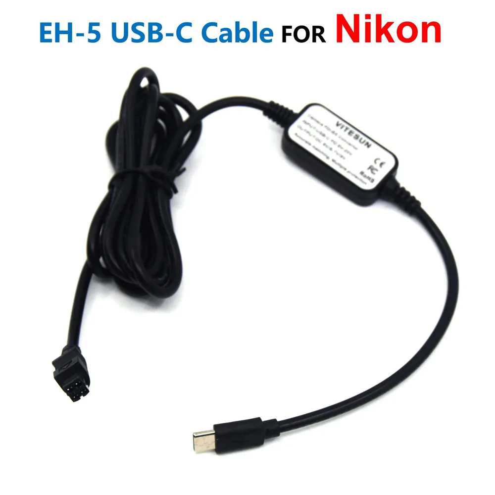 

EH-5 EH5 EH5A USB Type-C Power Bank Cable For Nikon EP-5 EP-5A EP-5B EP-5C EN-EL14 EN-EL15 EN-EL9 D700 D90 D80 D70 Dummy Battery