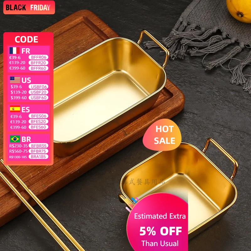 Creative Korean Snack Basket Rectangle Stainless Steel Fry Basket American Dim Sum Fried Chicken Basket