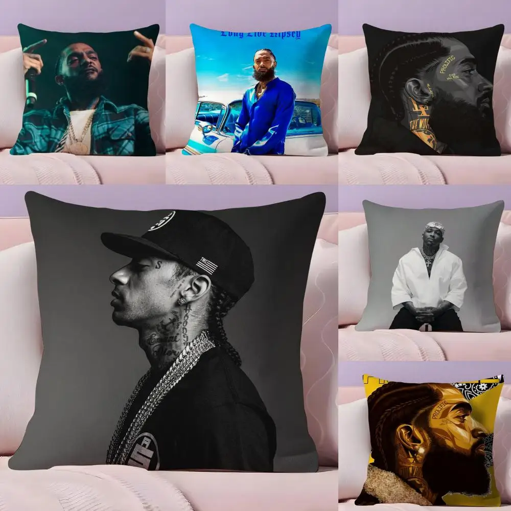 N-Nipsey Hussle RAP Cushion Cover Plush Fabric Soft Double-Sided Printed Sofa Warm Winter Home Gift Pillow Cover