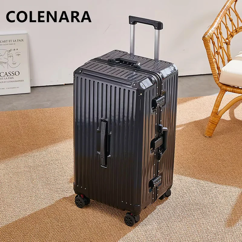 COLENARA Travel Suitcase Large Capacity Aluminum Frame Trolley Case 20 Inches Boarding Box 22