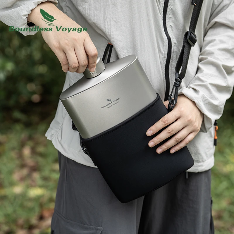 

Boundless Voyage Titanium Water Bottle 1.4L Leak-Proof Anti-Slip Cap Ultra-Lightweight & Durable Flask for Camping Hiking Travel