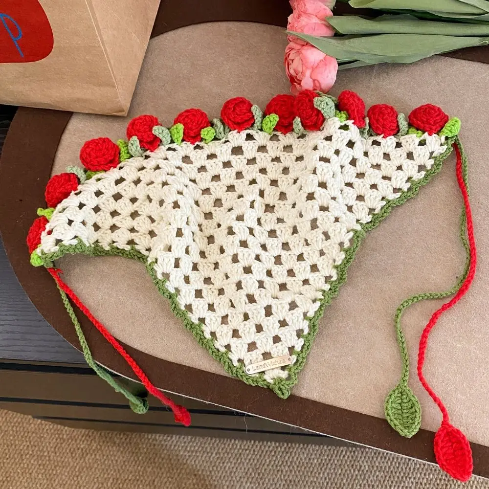

Sweet Hair Band Knitted Headband Floral Bohemian Triangle Turban Hollow Out Pastoral Crochet Bandana Travel