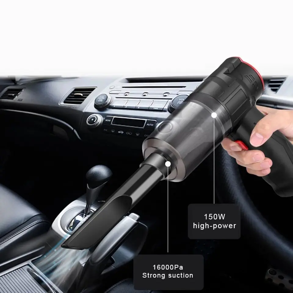 16000PA Powerful Suction Car Handheld Vacuum Cleaner Wet And Dry Smart Cordless Lightweight Home 150WVacuum Interior Accessories