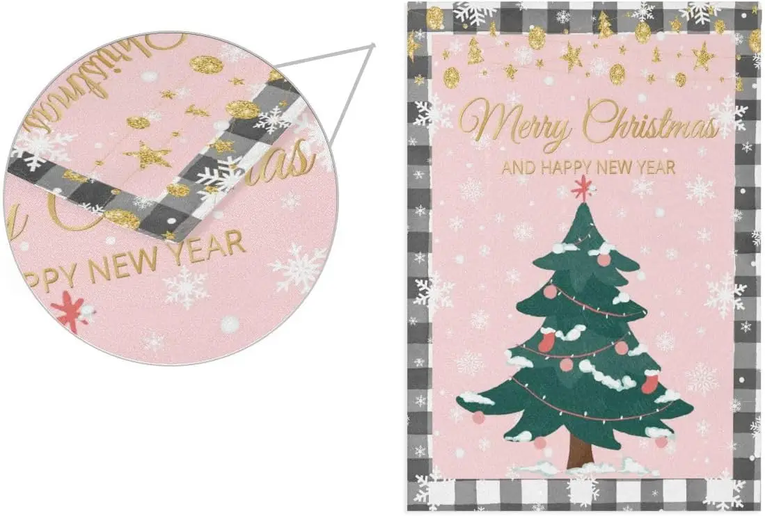 Merry Christmas Tree Pink Garden Flag Winter Snowflake Buffalo Plaid Double Sided Flags 12x18 Happy New Year House Flag Yard Por