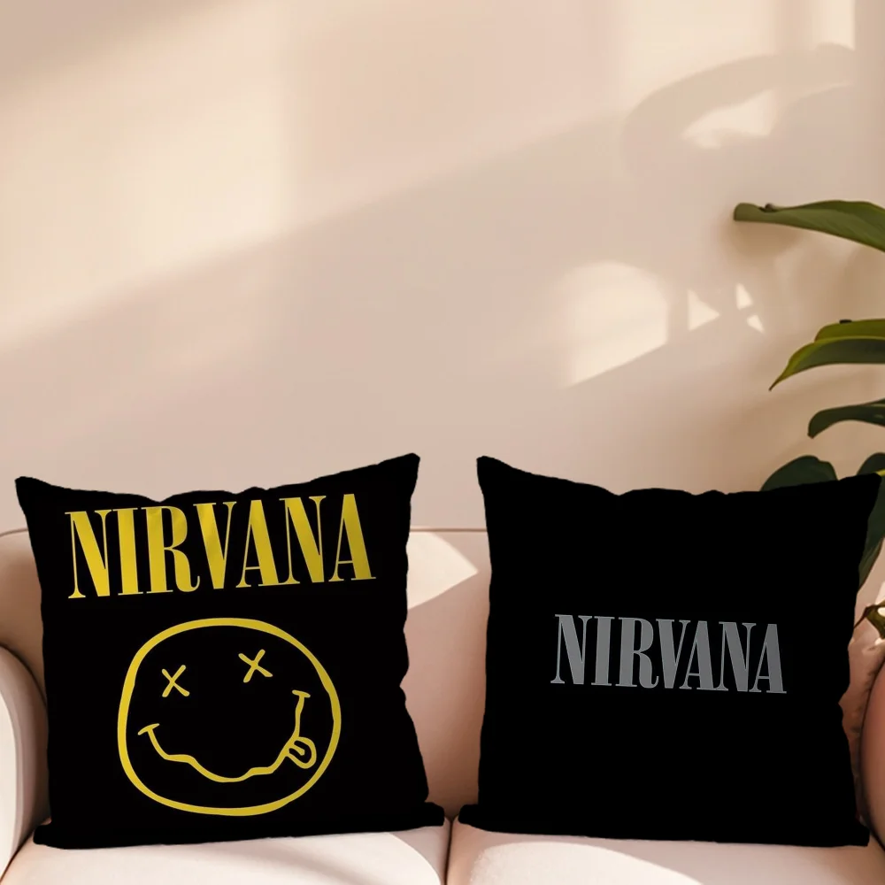 Band Hot Pillow Case For Sofa Bedroom Living Room Office Bedside N-Nirvana Table Backrest Cushion Printing Square