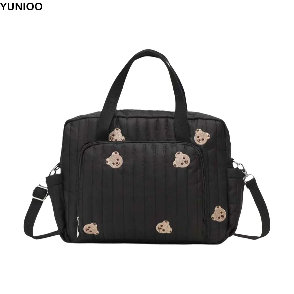 

Cartoon Diaper Organizer Lightweight Large Capacity Mommy Shoulder Bag Quilted Foldable Cotton Handbag Newborn Nursery