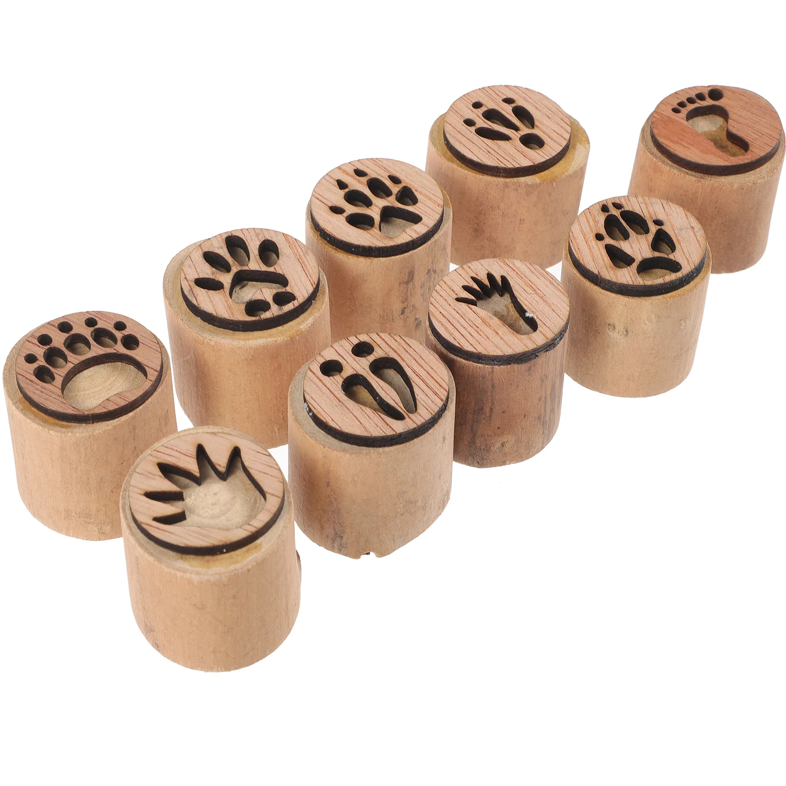 12pcs Animal Footprint Stamps Vintage Craft Wood Kids Clear Pattern Natural Scene Retro Wooden Seals Gardening Decor