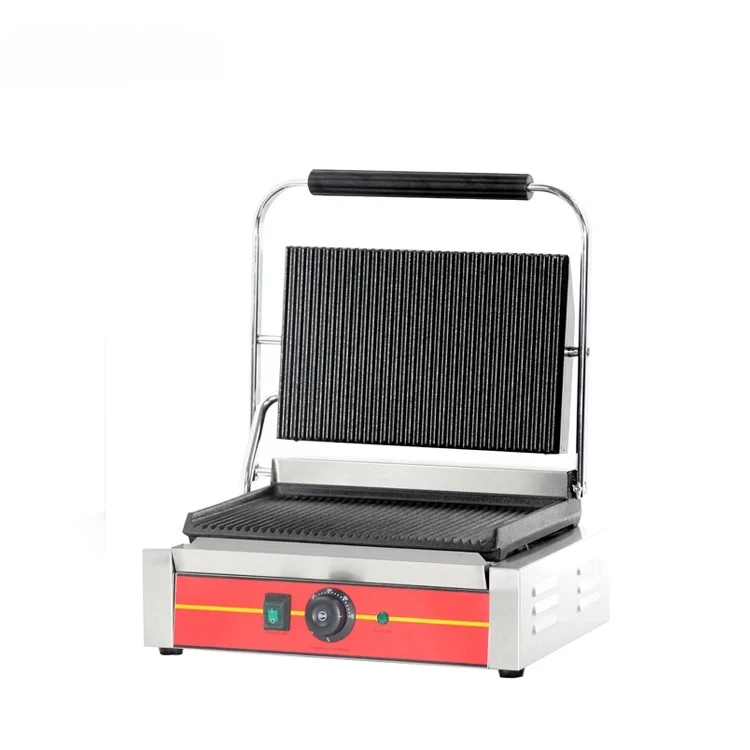 Parrilla Panini para exteriores con dos ranuras, parte superior única, descuento por tiempo limitado, rentable, grado Industrial duradero
