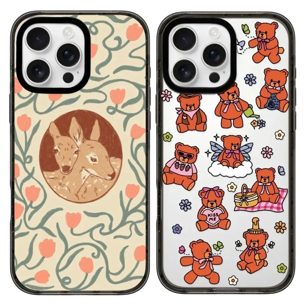 

Bear Deer 2.0 Acrylic Black White Border Phone Cover for IPhone 12 13 14 15 16 17 Pro Max Case for IPhone 17 Air