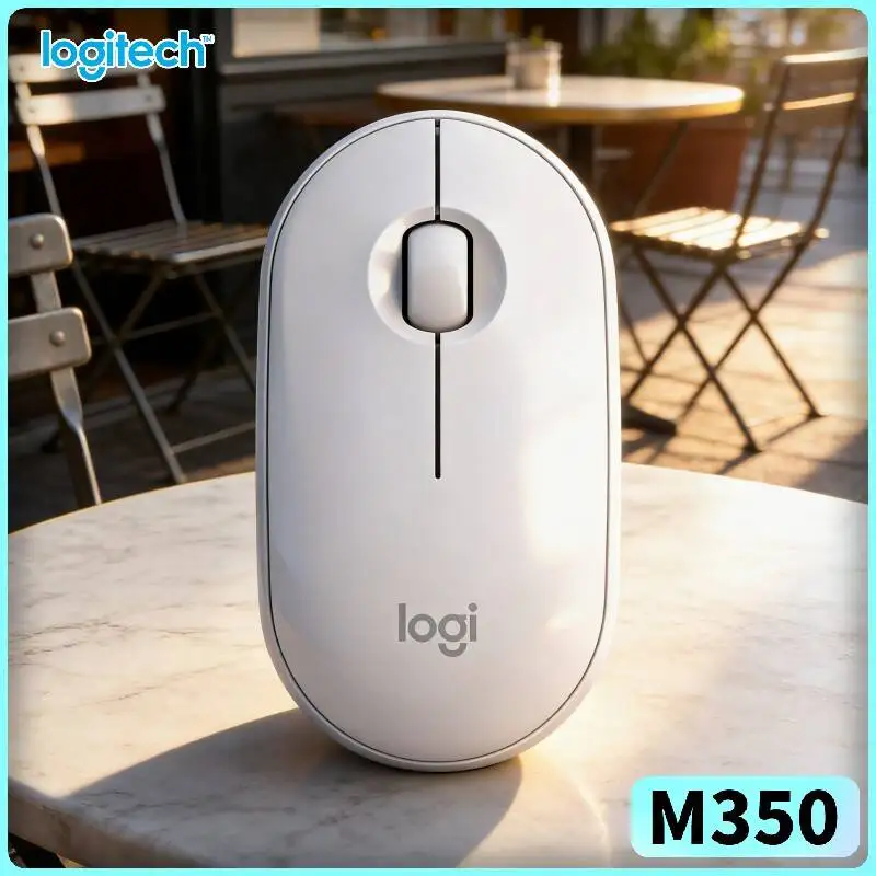 Logitech M350 Pebble Office Mouse - Minimalist Design, Quiet Operation, 10m Range, 77g Light, Multi-Device Compatibility