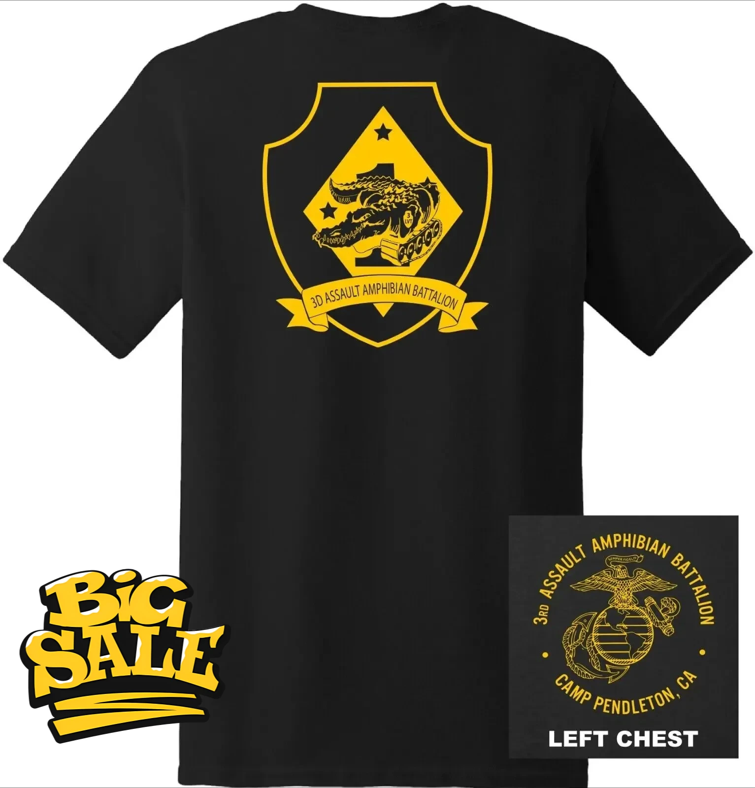 

US Marine Corps 3rd Assault Amphibian Battalion T-Shirt 100% Cotton O-Neck Short Sleeve Summer Casual Mens T-shirt Size S-3XL