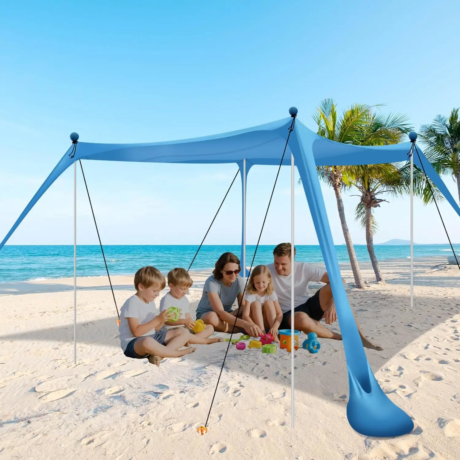 

Beach Canopy with Sandbags and Stability Poles for Outdoor Shade Camping