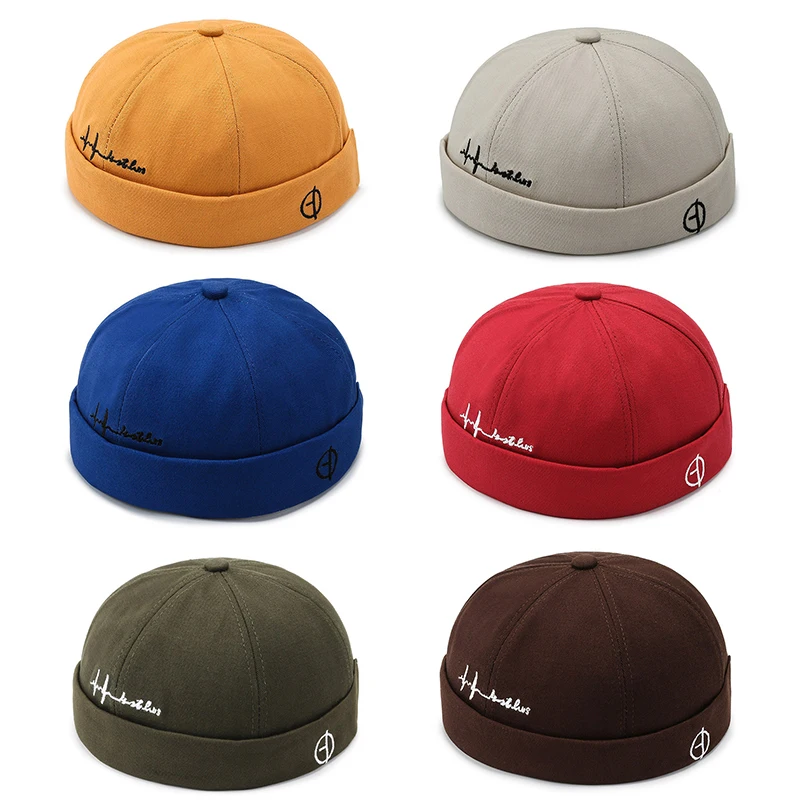 Vintage Dome Hat Mens Solid Color Velvet Beanies For Men Docker Sailor Crimping Brimless Skull Caps Casual Portable Hip Hop Cap