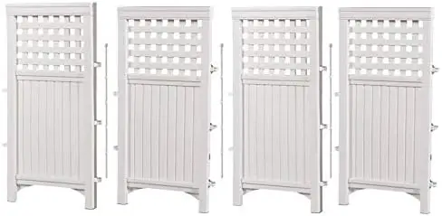 4-Panel Outdoor Screen Enclosure - Freestanding Wicker Resin Reversible Panel Outdoor Screen - Perfect for Concealing