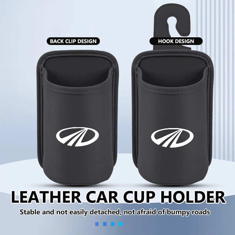 Portavasos de cuero para asiento de coche, caja de almacenamiento para bebidas, accesorio para Mahindra KUV100 ‌   Roxor ‌   Pik Up Bolero Thar XUV700 ‌   XUV3XO