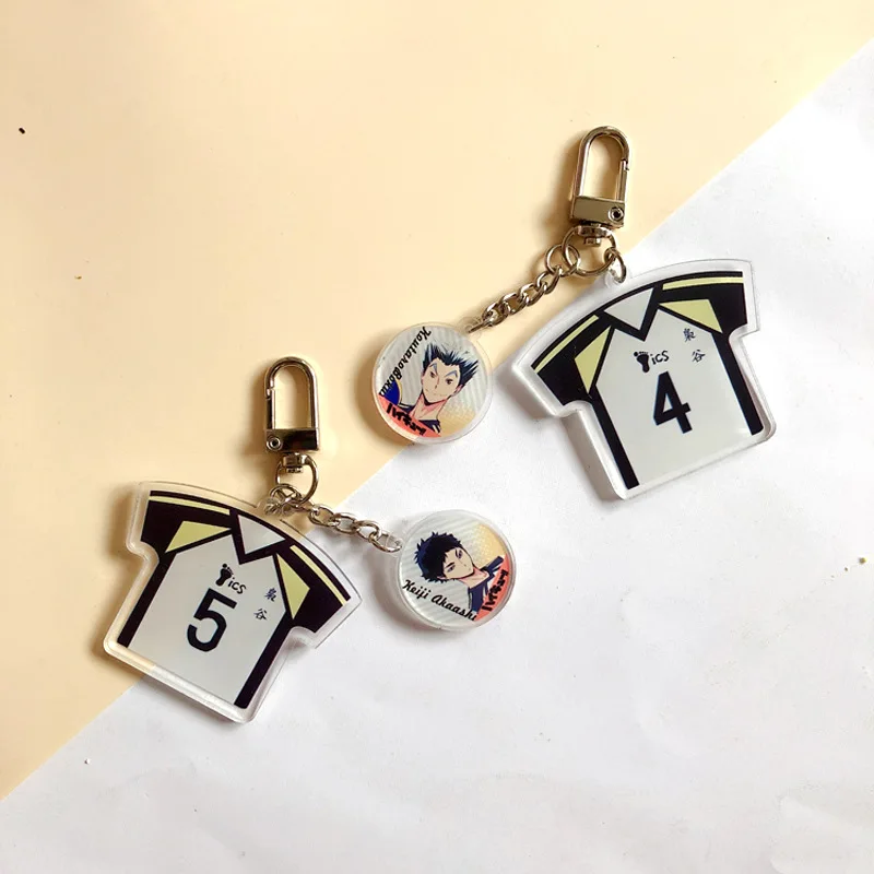 Anime Haikyuu!! Keychain New Cartoon Volleyball T-shirt Style Acrylic Keyring Bag Pendant Car Key Holder Fans Gifts