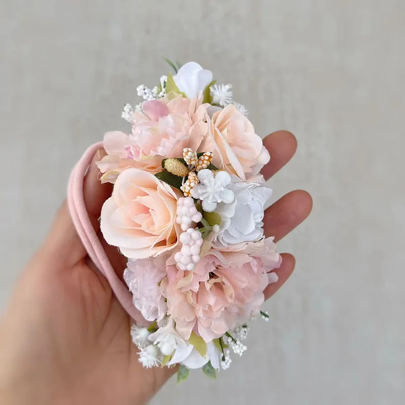 Peachy White Pink Baby girl Headband