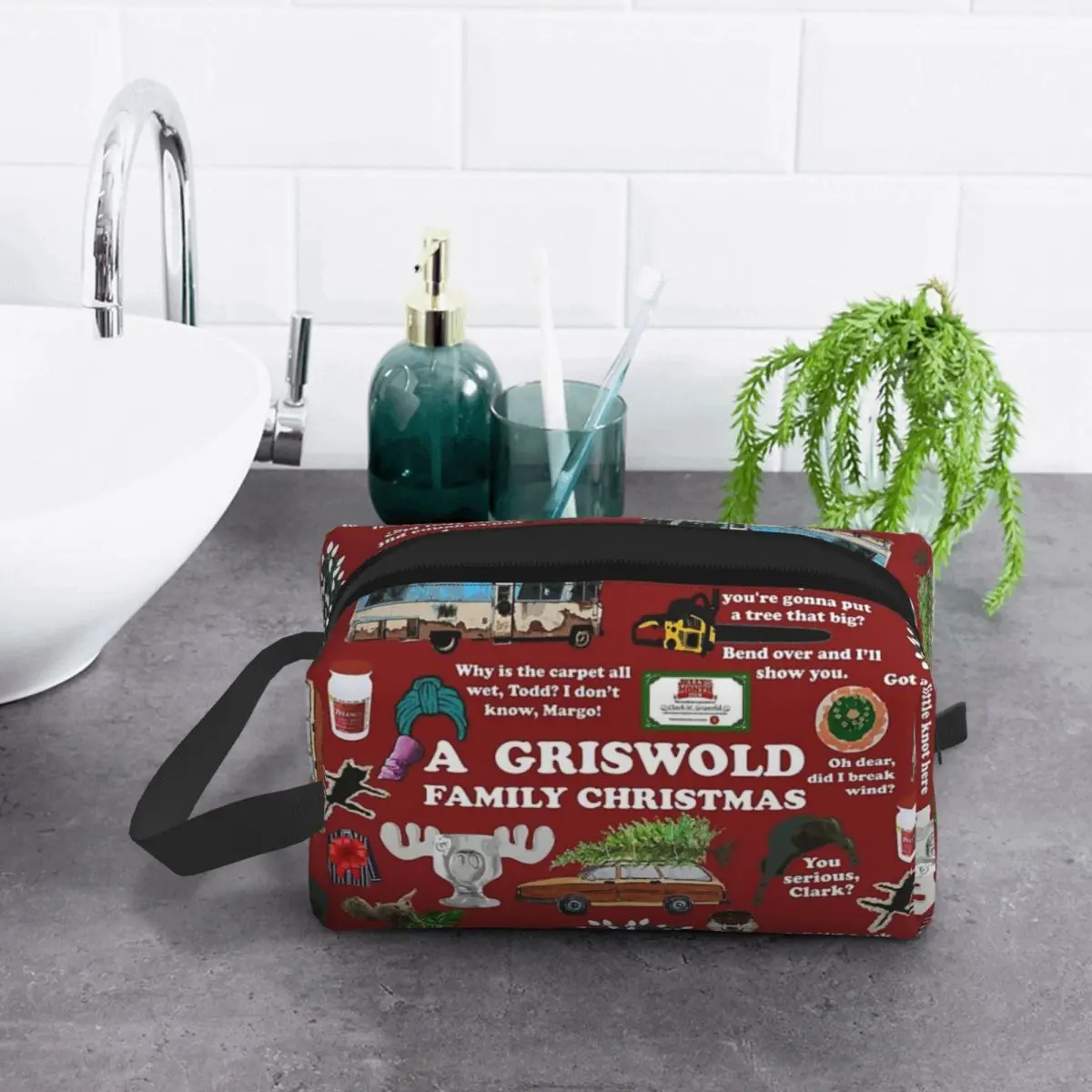 

Christmas Vacation Collage Makeup Bag Cosmetic Organizer Storage Dopp Kit Toiletry Cosmetic Bag Women Beauty Travel Pencil Case