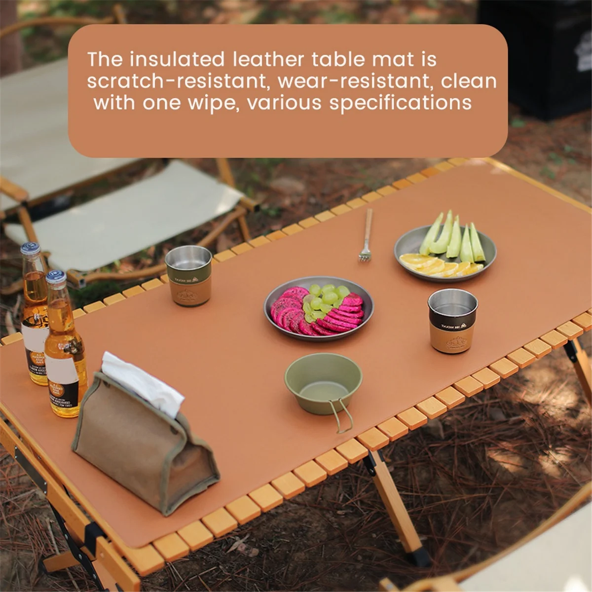 

Коврики для стола для кемпинга на открытом воздухе, водонепроницаемые, маслостойкие, моющиеся, кожаные, складной, рулонный, настольный коврик для барбекю, пикника B-85X53,5 см-ANKL