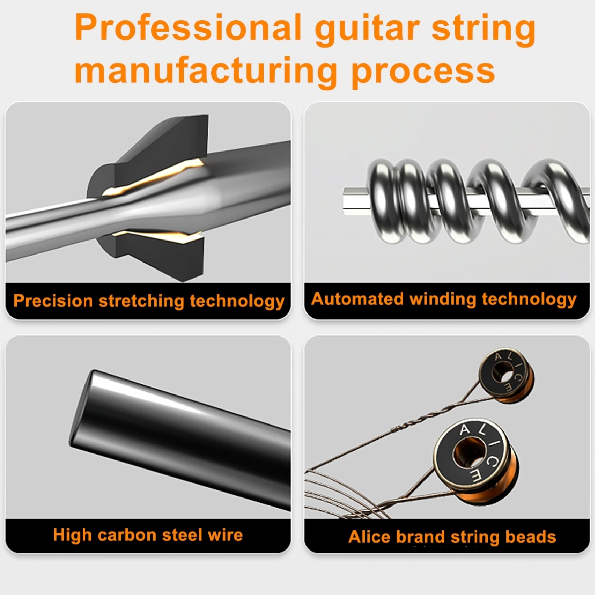 Alice Acoustic Guitar Strings 6 Pcs/Set Musical Instrument Guitar Parts Accessories 206/306/406/407C-SL