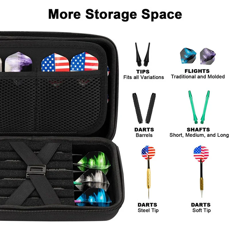 

Чехол для переноски дротиков, надежно вмещает 12, стальные дротики и наконечники с мягким наконечником (только сумка)