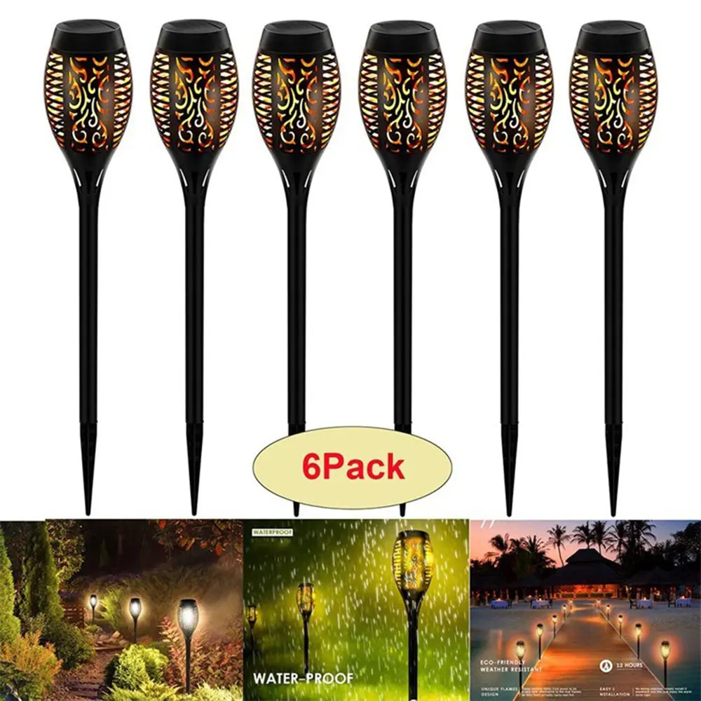 

6Pcs Imitation flame solar led lights for outdoor garden camping Christmas Holiday Lantern Led Light Yard Lawn Home Decor Lamp