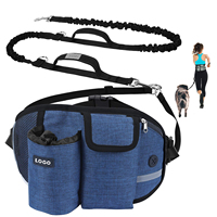 QUESHARK Customized Logo Multi-Functional Sports Running Fitness Training Dog Waist Bag Outdoor Pet Fanny Pack With Leash